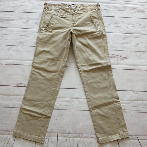 Daughters of Liberation Anthropologie Cotton Blend Straight Leg Khaki Pants Sz 8 - Picture 2 of 6